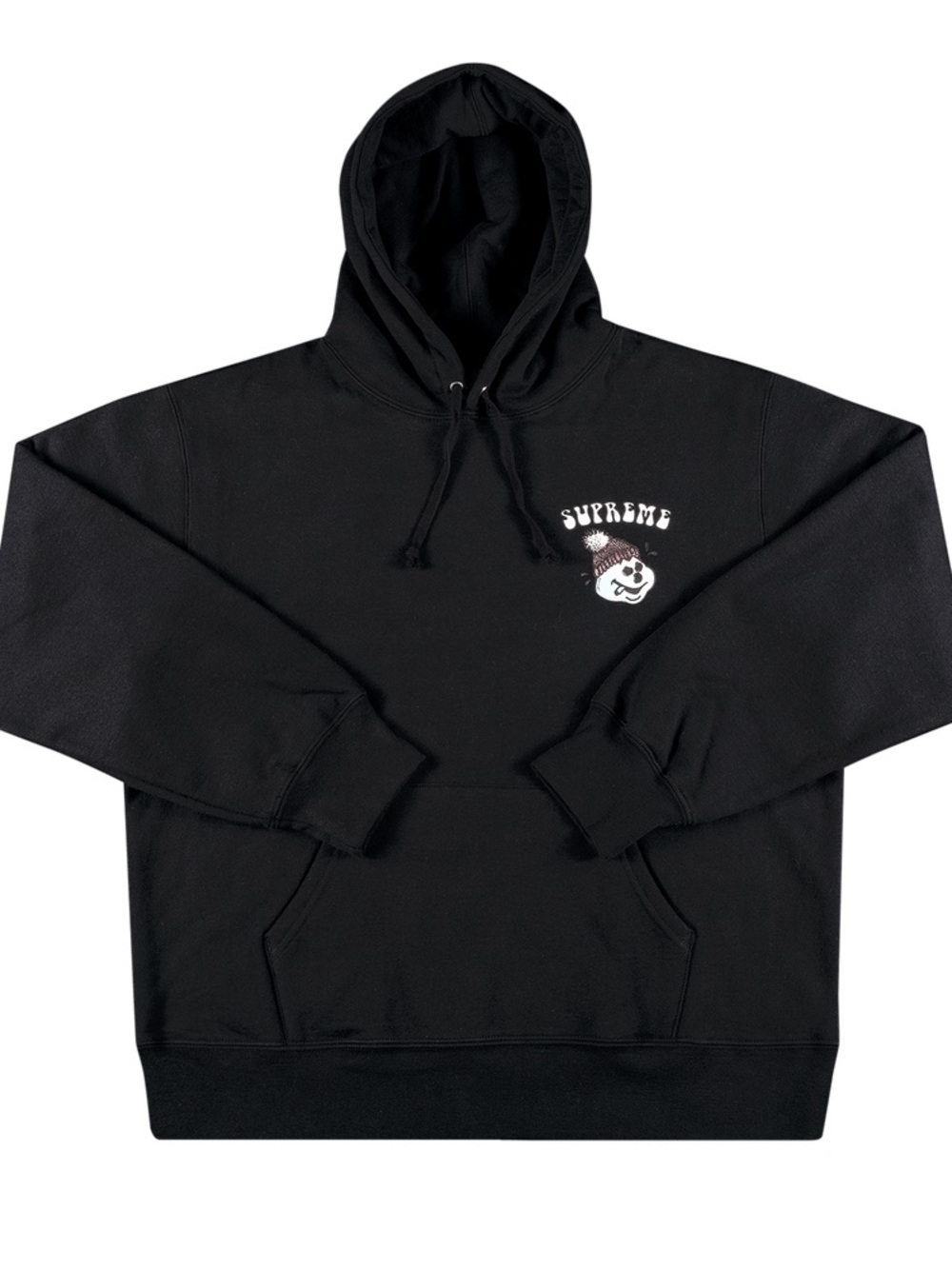 Supreme Black Hoodie with White Chest Graphic Chilly Chill